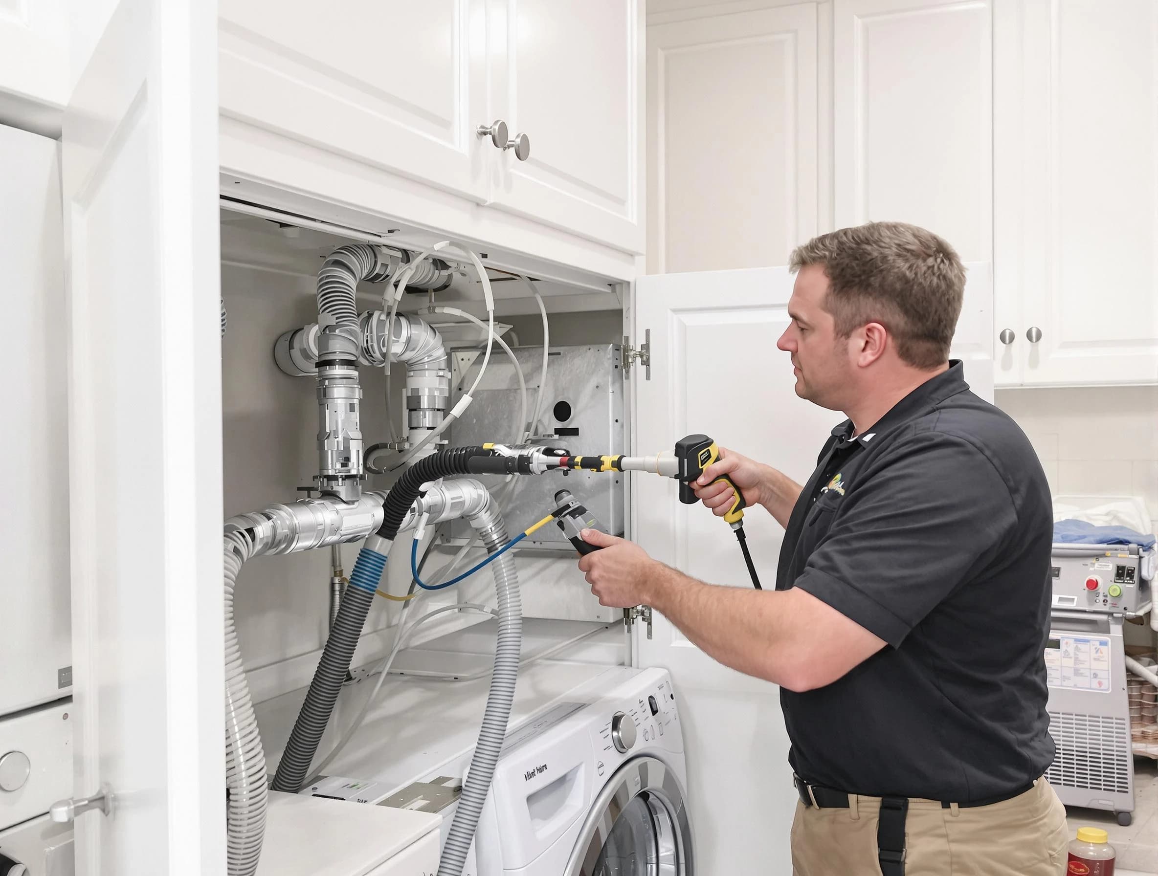 Center Point Dryer Vent Cleaning professional removing severe blockage from a clogged dryer vent in Center Point