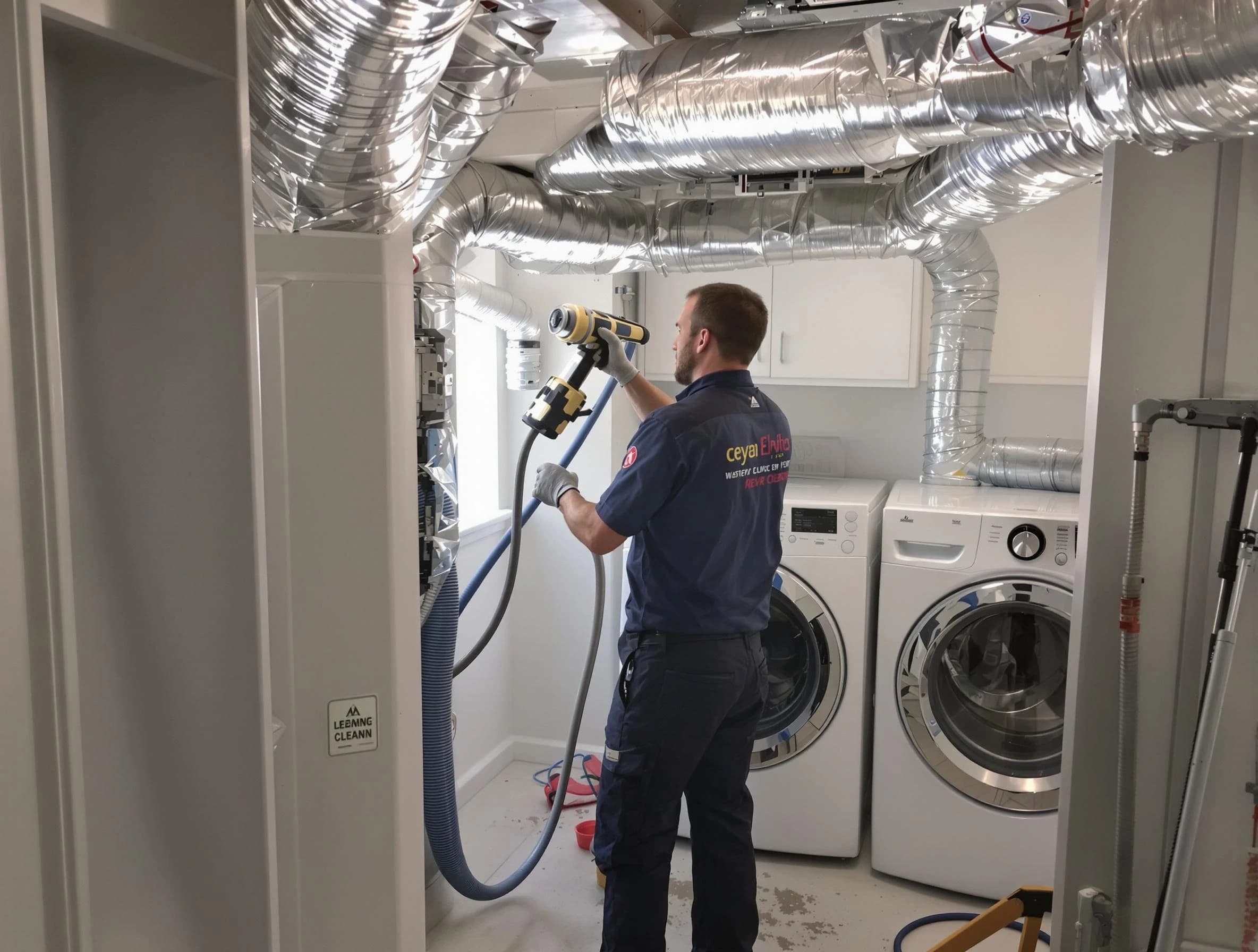 Center Point Dryer Vent Cleaning specialist using advanced equipment for thorough duct cleaning in Center Point