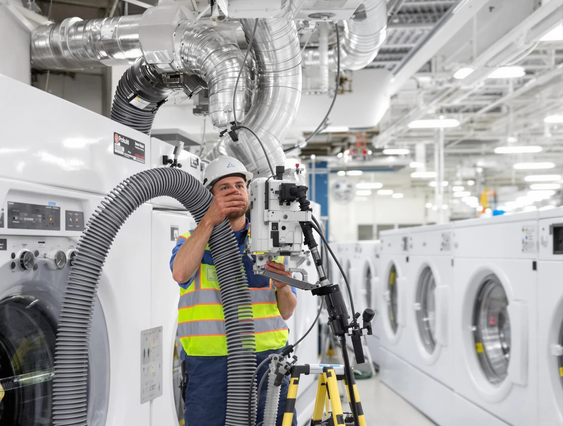 Center Point Dryer Vent Cleaning team performing commercial-grade dryer vent cleaning at a business facility in Center Point