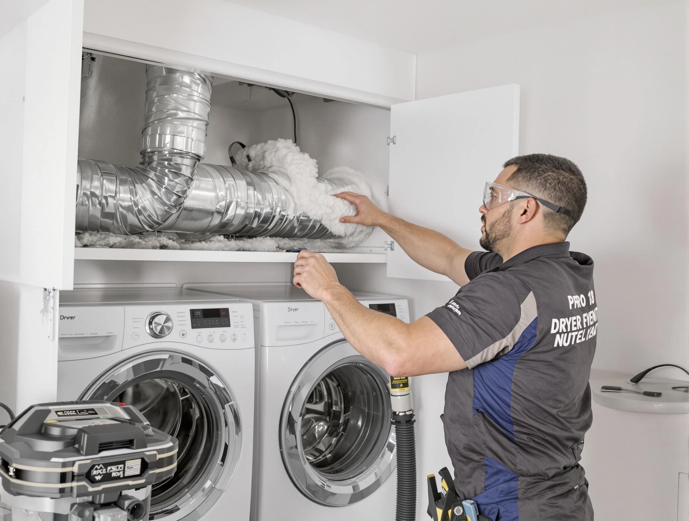 Center Point Dryer Vent Cleaning certified technician performing specialized gas dryer vent cleaning in Center Point