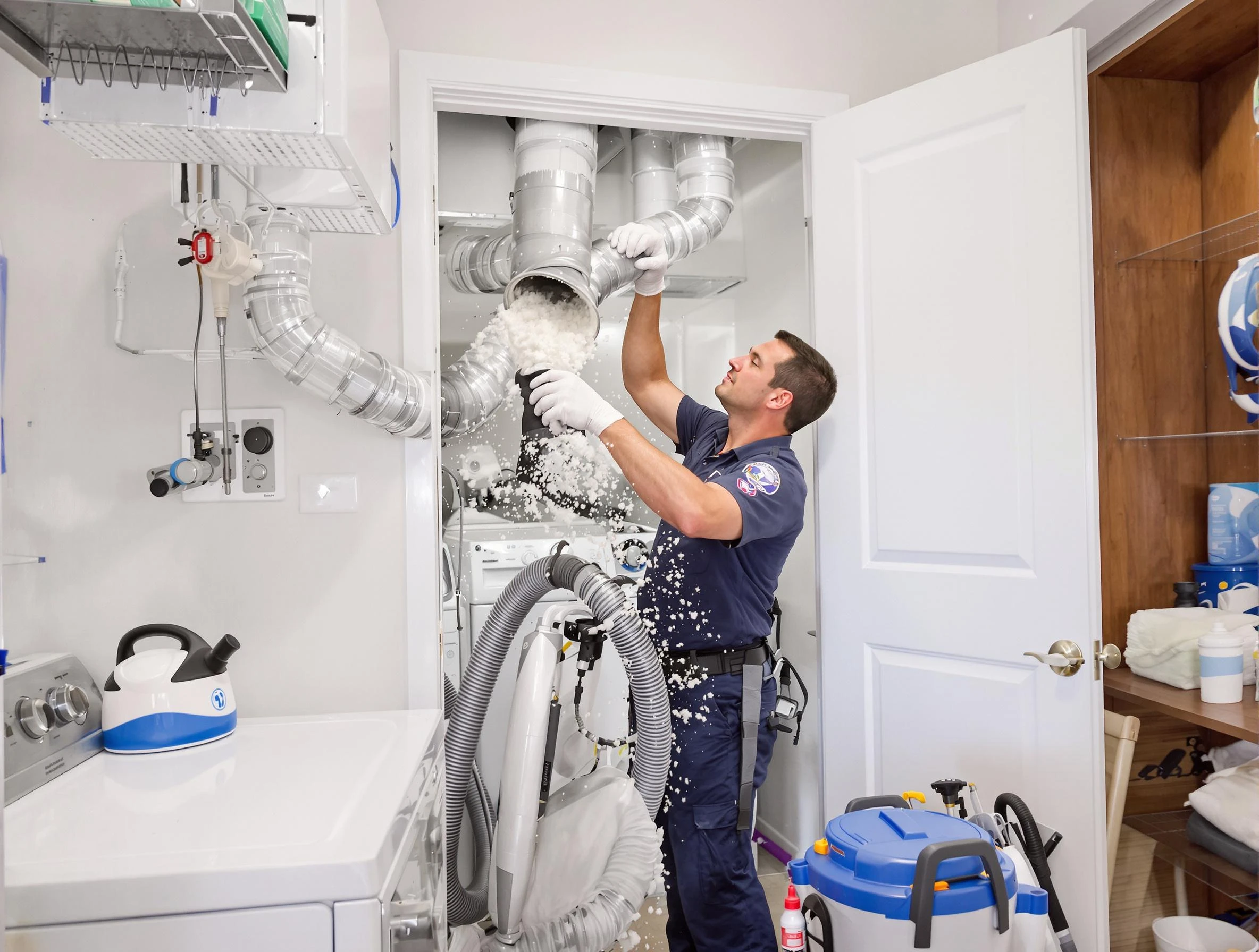 Center Point Dryer Vent Cleaning technician delivering thorough residential dryer vent cleaning service in Center Point